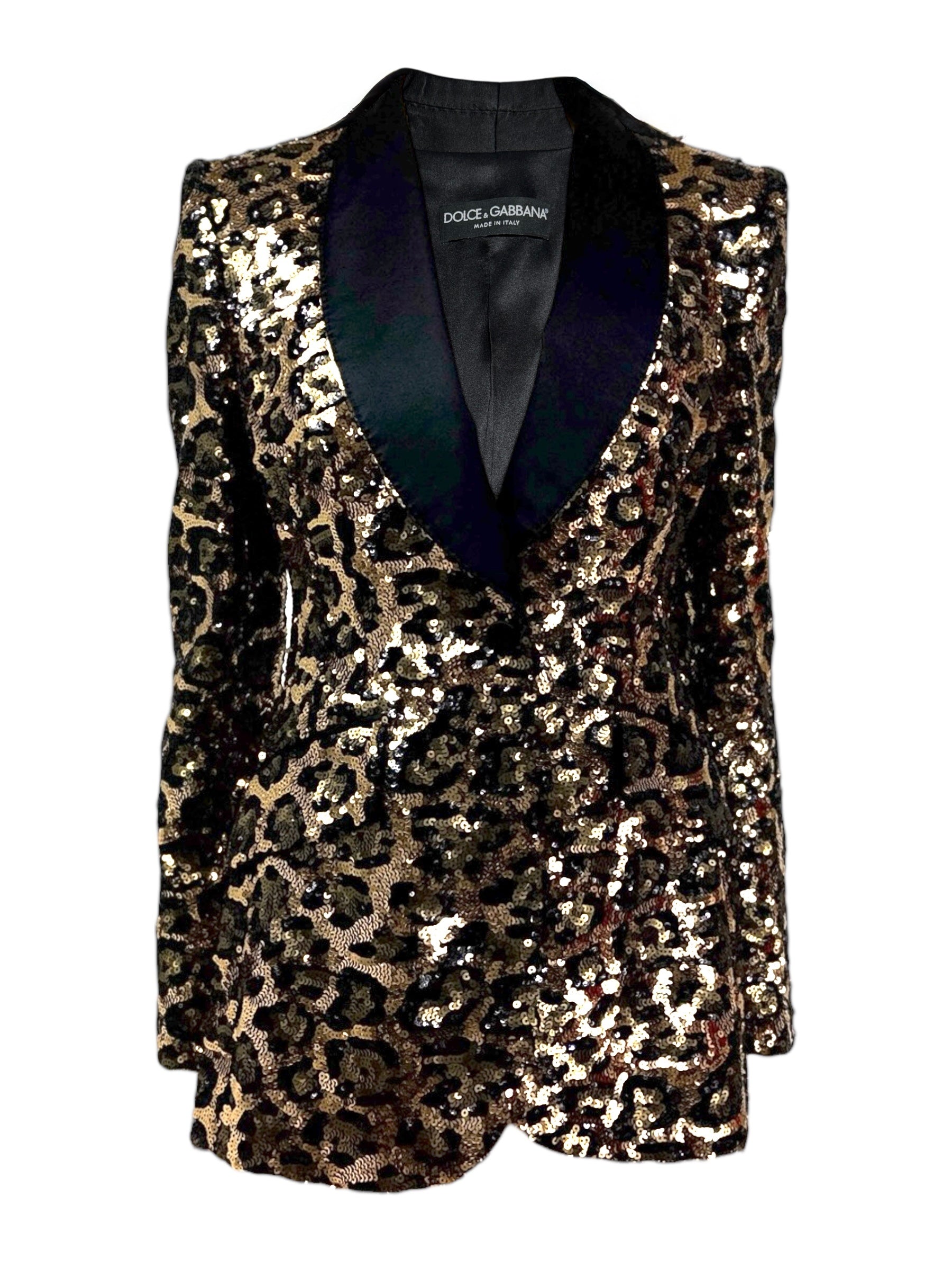Dolce Gabbana tuxedo glitter sequined leopard jacket