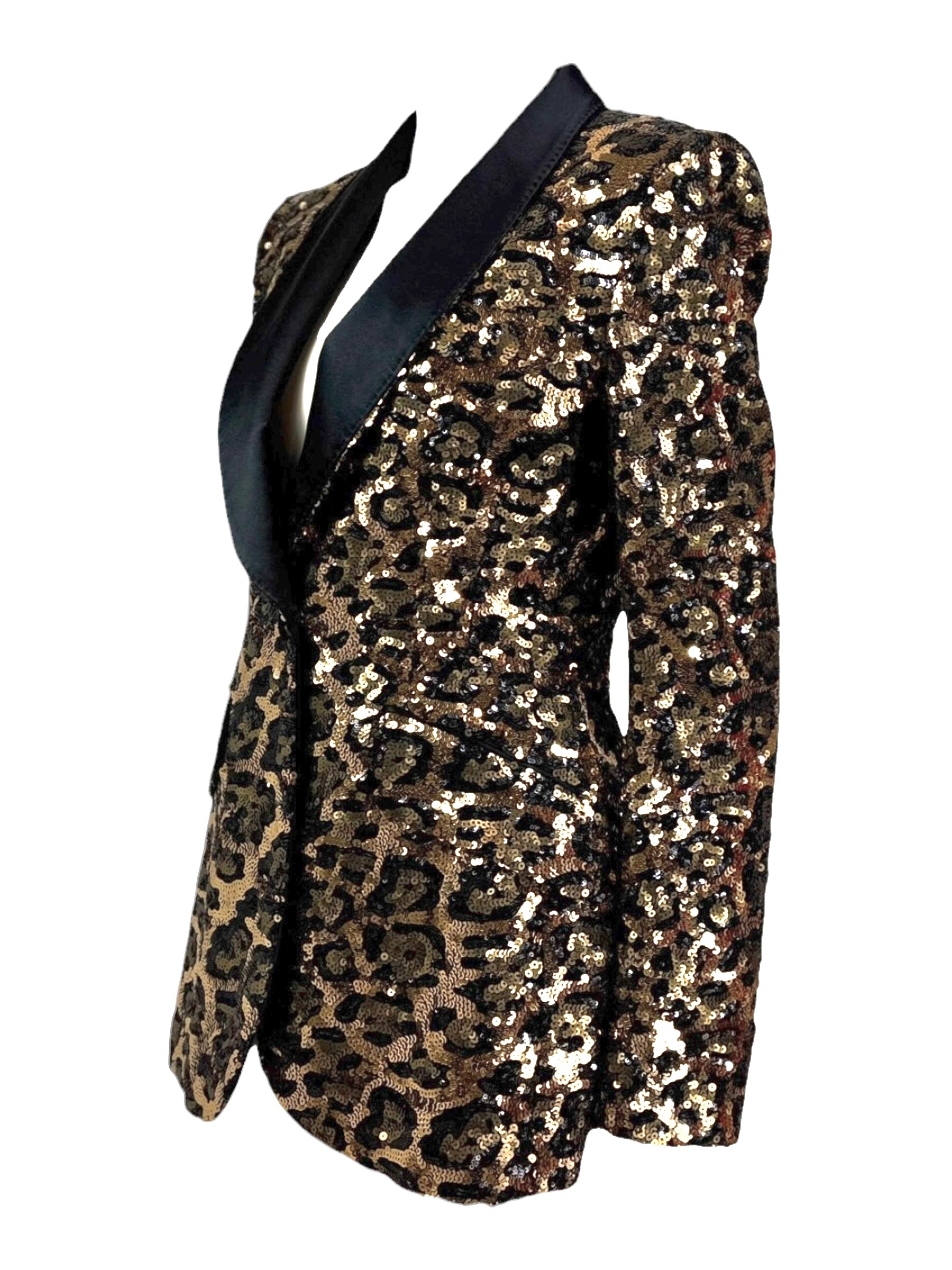 Dolce Gabbana tuxedo glitter sequined leopard jacket
