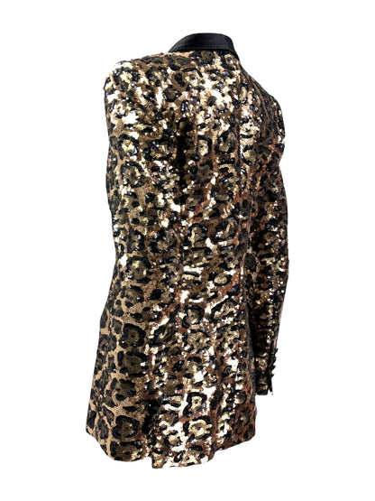 Dolce Gabbana tuxedo glitter sequined leopard jacket