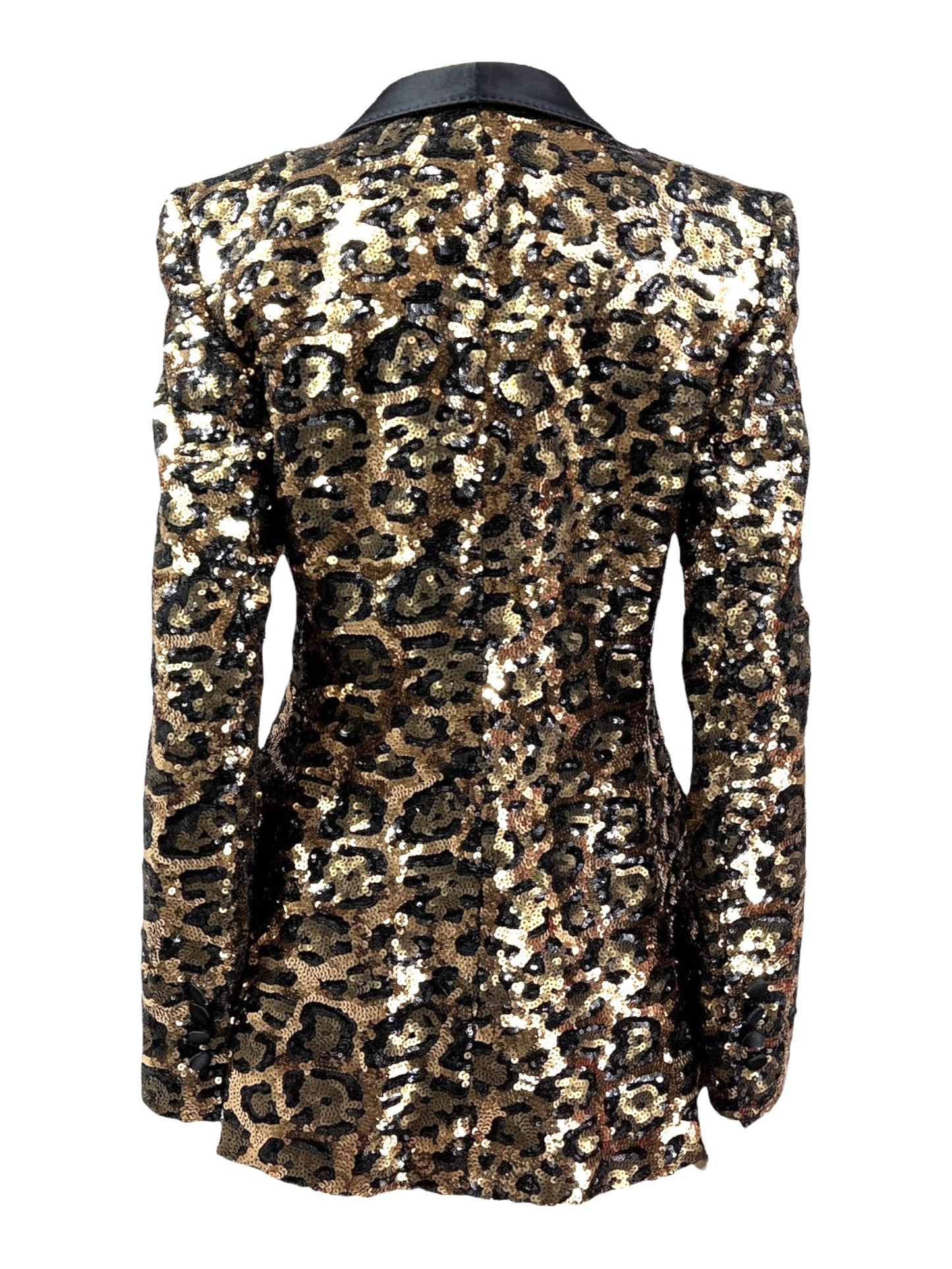 Dolce Gabbana tuxedo glitter sequined leopard jacket