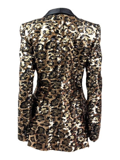 Dolce Gabbana tuxedo glitter sequined leopard jacket