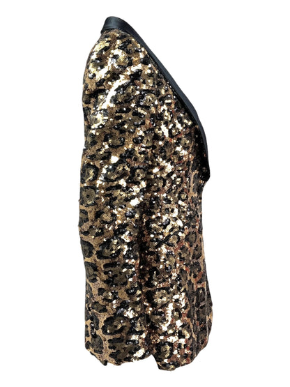 Dolce Gabbana tuxedo glitter sequined leopard jacket