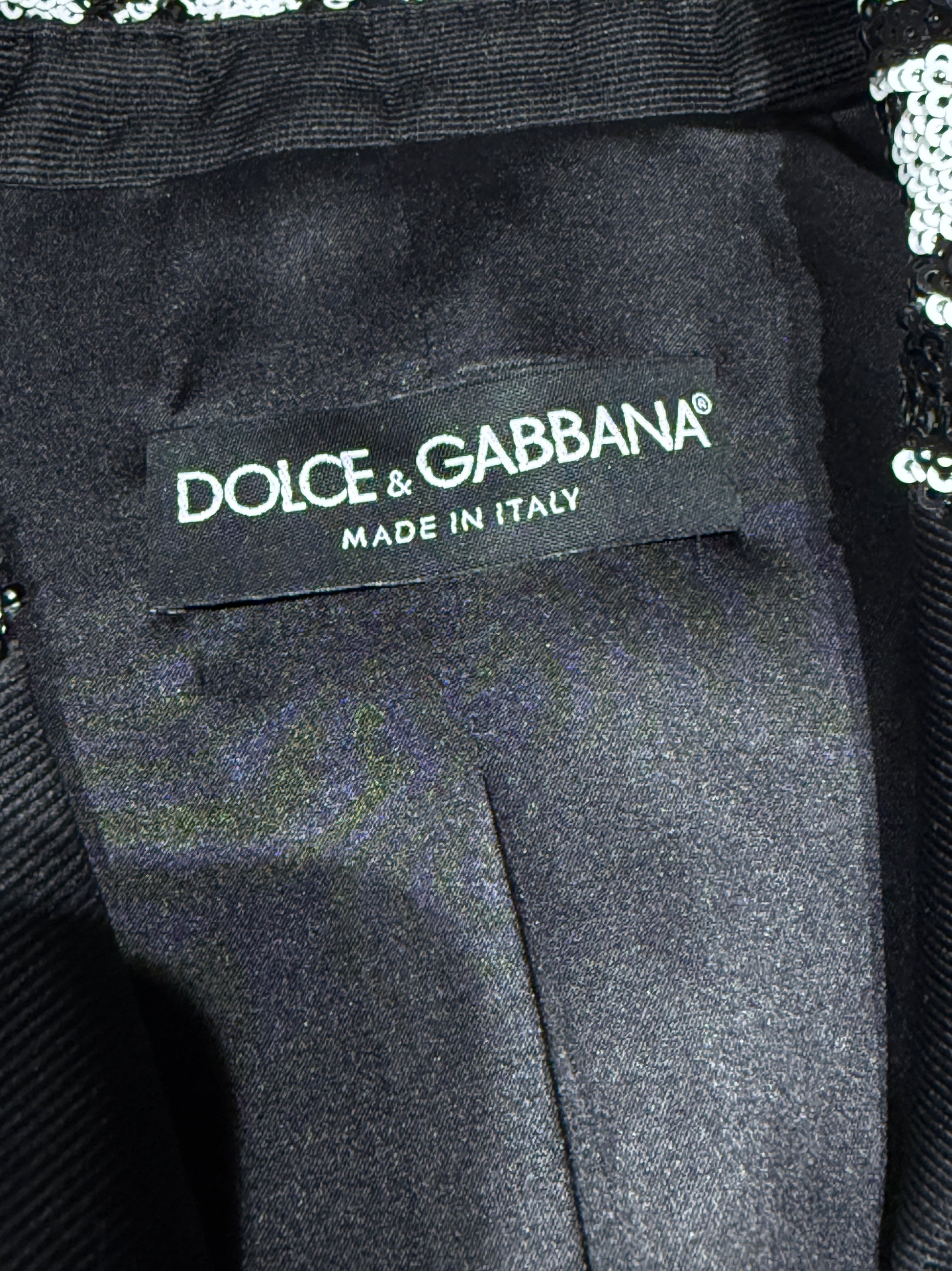 Dolce Gabbana tuxedo jacket sequined glitter houndstooth