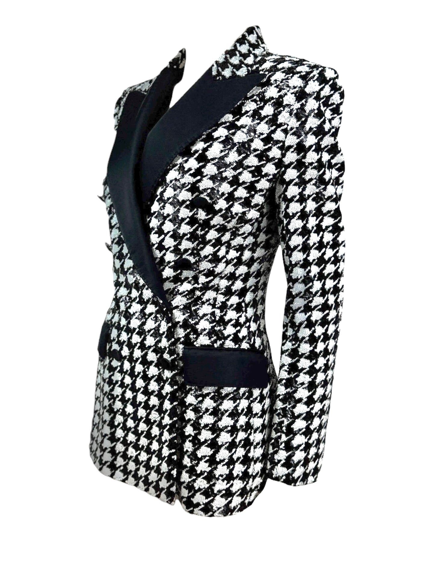 Dolce Gabbana tuxedo jacket sequined glitter houndstooth