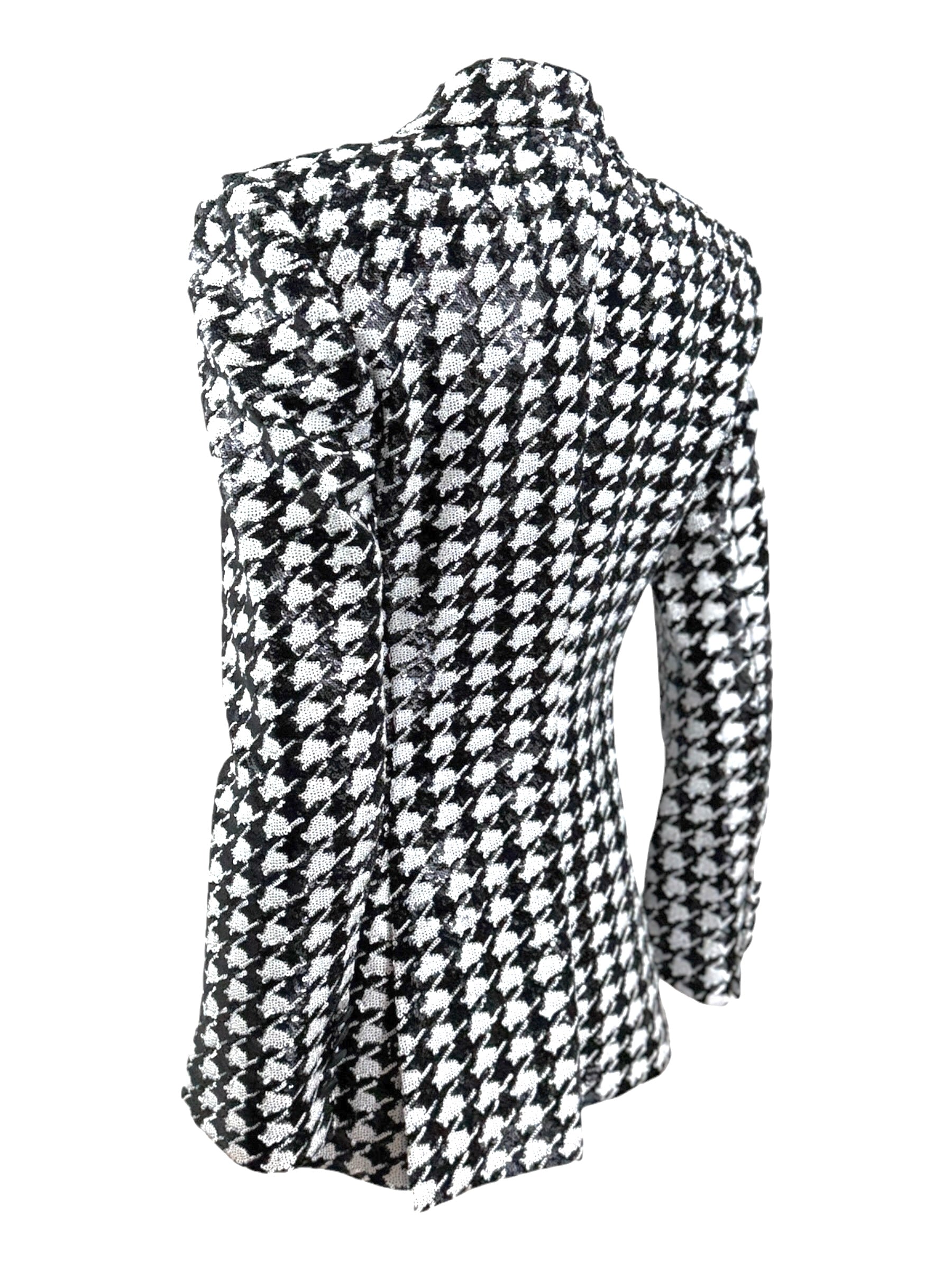 Dolce Gabbana tuxedo jacket sequined glitter houndstooth