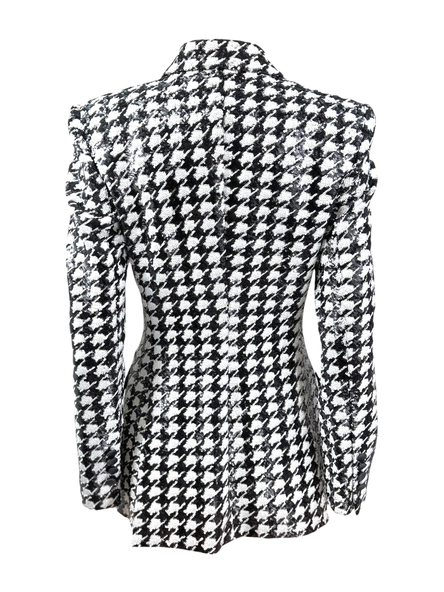 Dolce Gabbana tuxedo jacket sequined glitter houndstooth