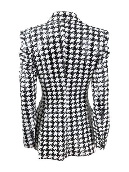 Dolce Gabbana tuxedo jacket sequined glitter houndstooth