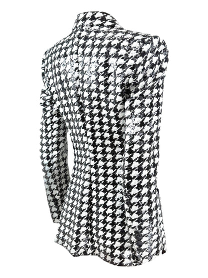 Dolce Gabbana tuxedo jacket sequined glitter houndstooth