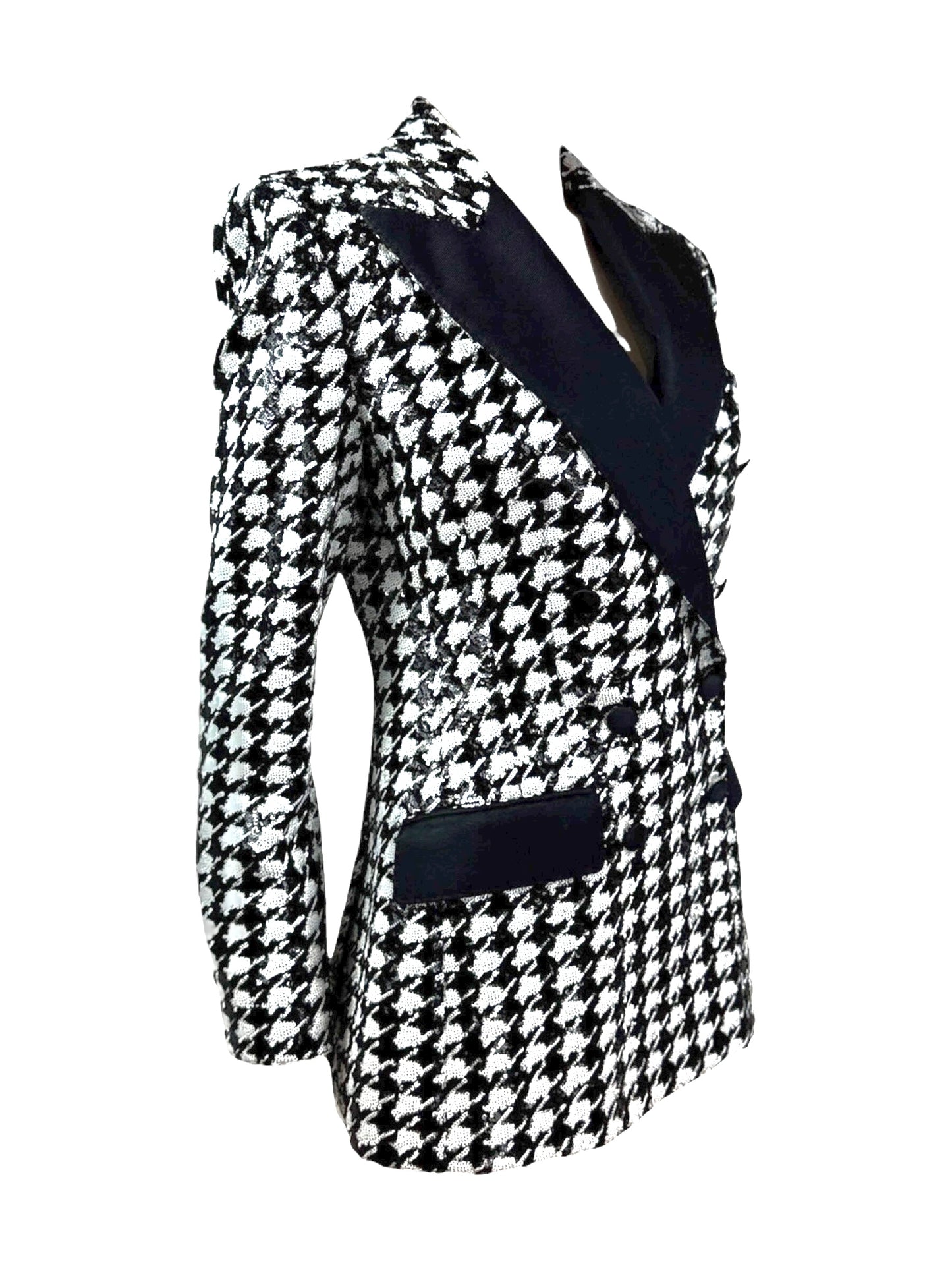 Dolce Gabbana tuxedo jacket sequined glitter houndstooth