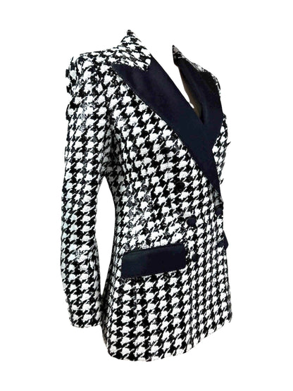 Dolce Gabbana tuxedo jacket sequined glitter houndstooth