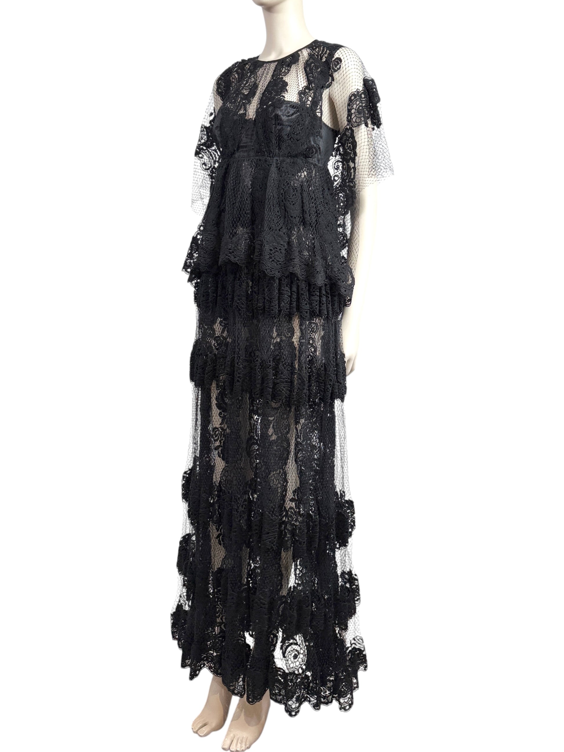 Dolce and Gabbana Spring 2014 Look 46 Black lace maxi dress