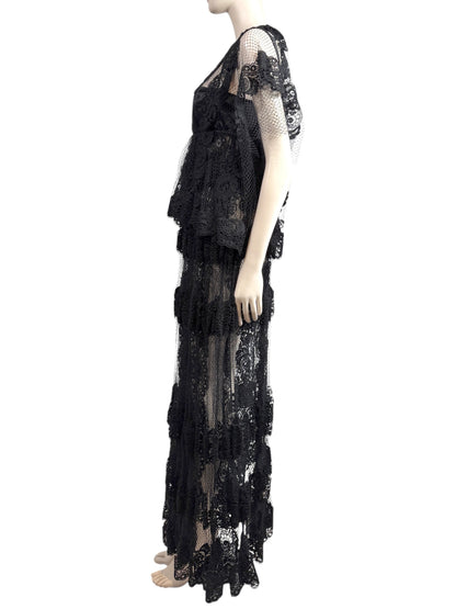 Dolce and Gabbana Spring 2014 Look 46 Black lace maxi dress