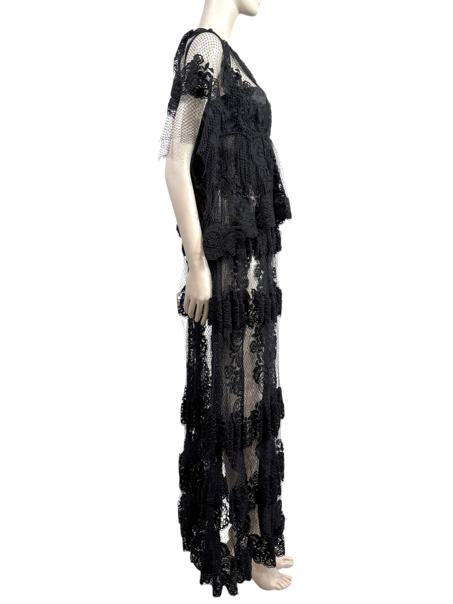 Dolce and Gabbana Spring 2014 Look 46 Black lace maxi dress