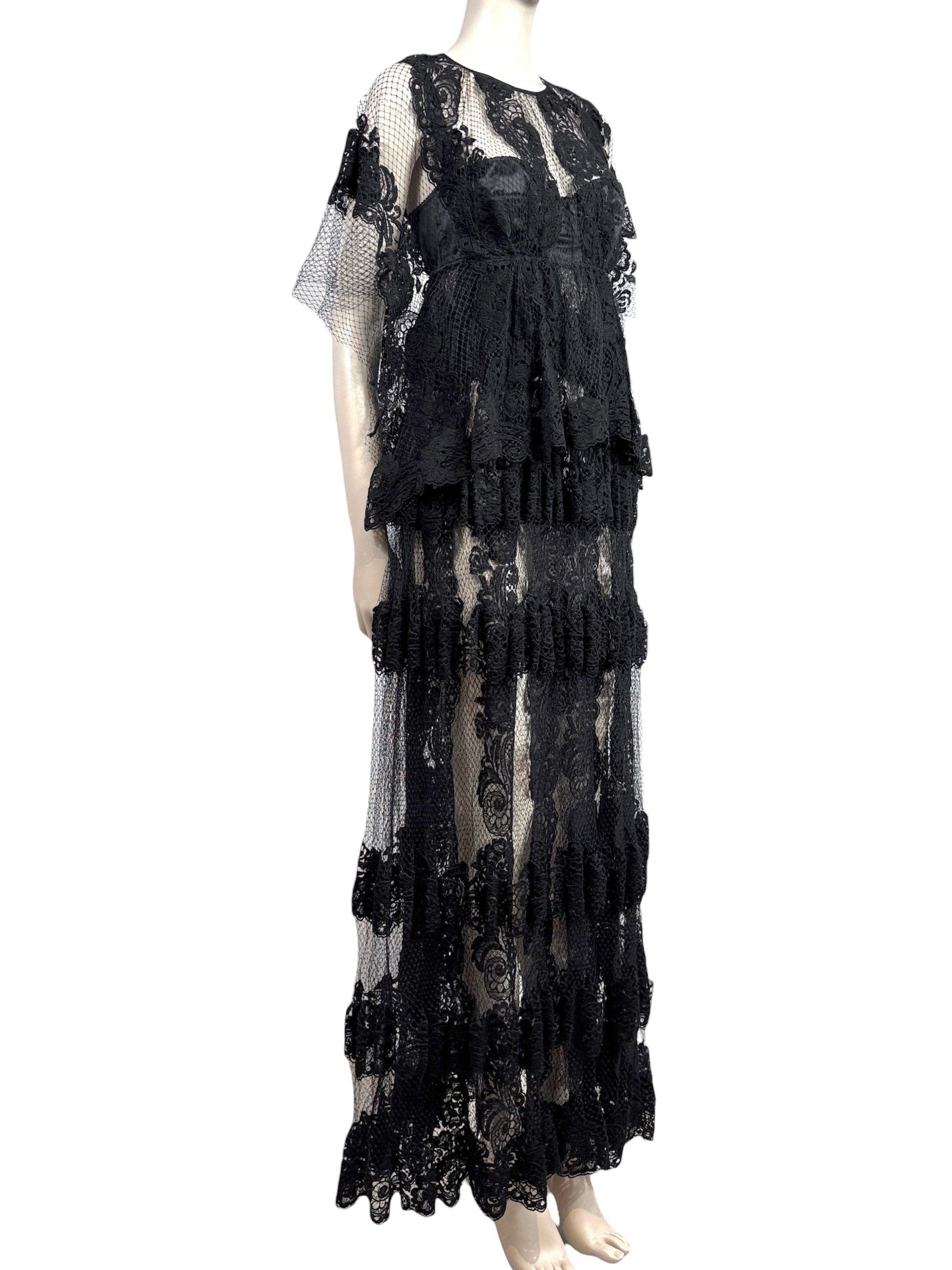 Dolce and Gabbana Spring 2014 Look 46 Black lace maxi dress