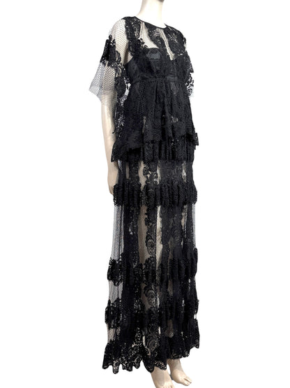Dolce and Gabbana Spring 2014 Look 46 Black lace maxi dress