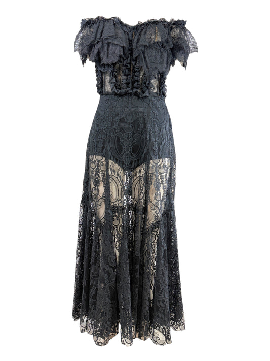 Dolce and Gabbana Spring 2017 Look 22 Black lace bustier dress