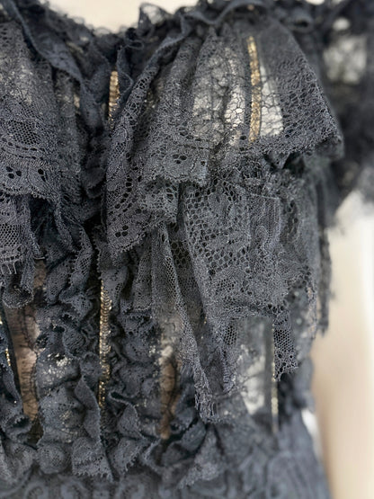 Dolce and Gabbana Spring 2017 Look 22 Black lace bustier dress