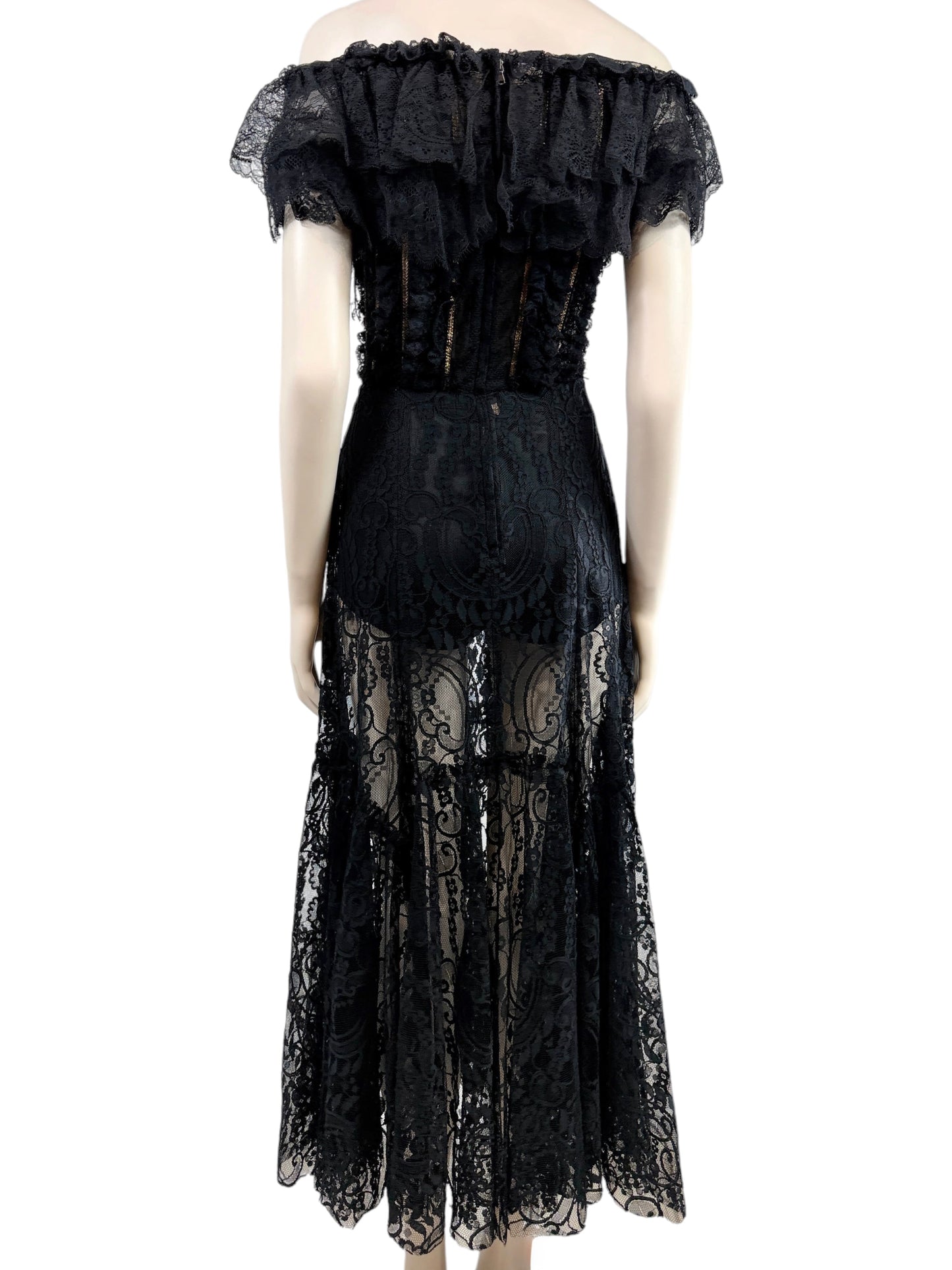Dolce and Gabbana Spring 2017 Look 22 Black lace bustier dress