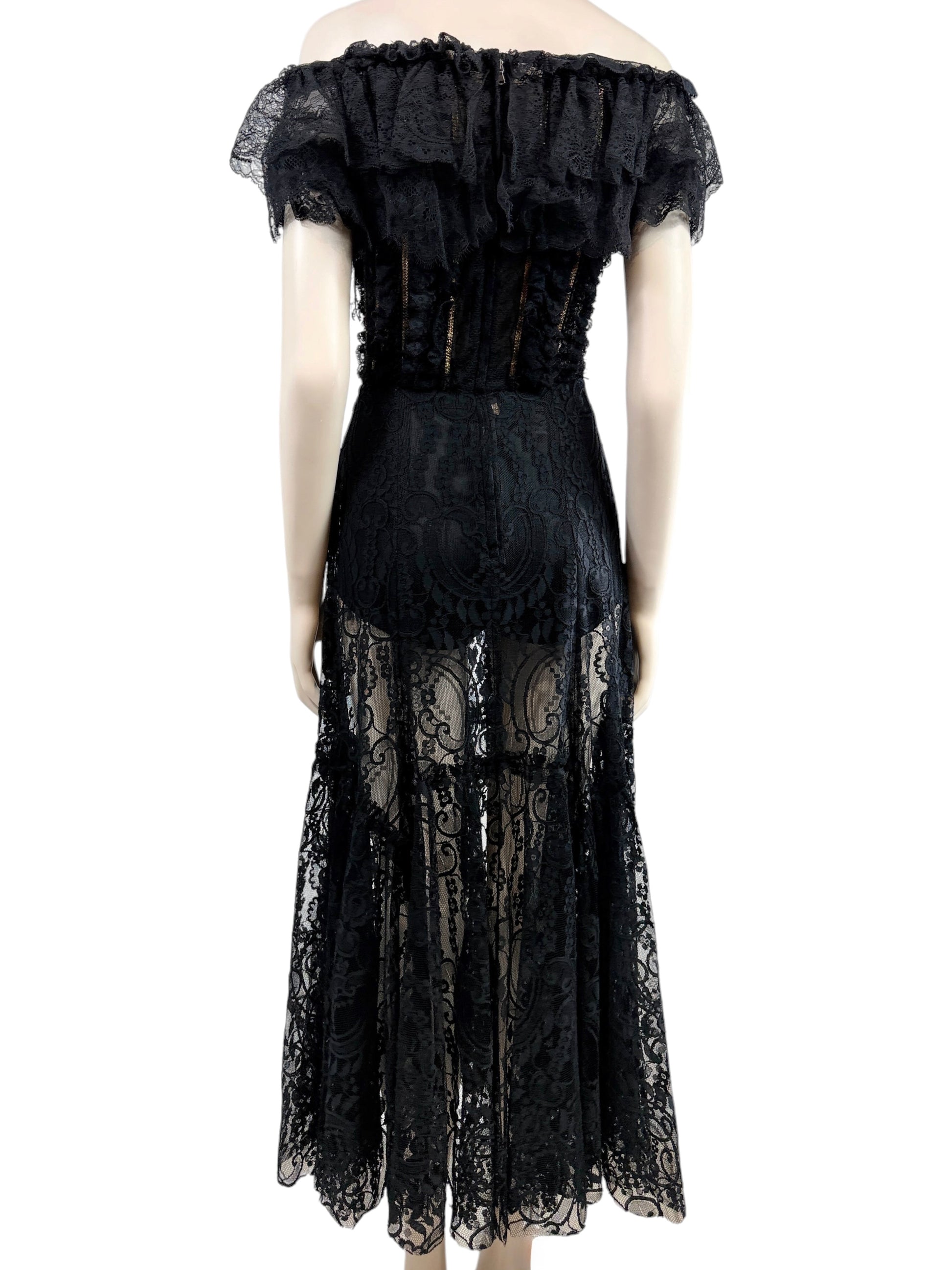 Dolce and Gabbana Spring 2017 Look 22 Black lace bustier dress