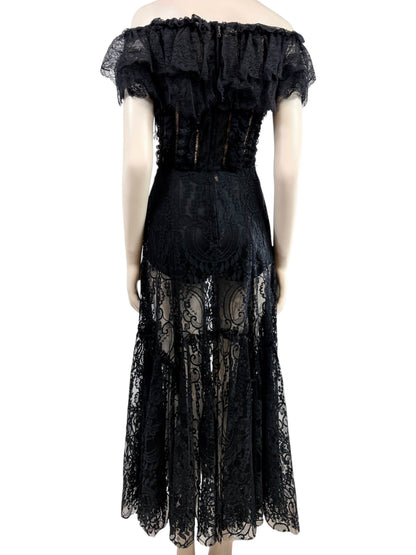 Dolce and Gabbana Spring 2017 Look 22 Black lace bustier dress
