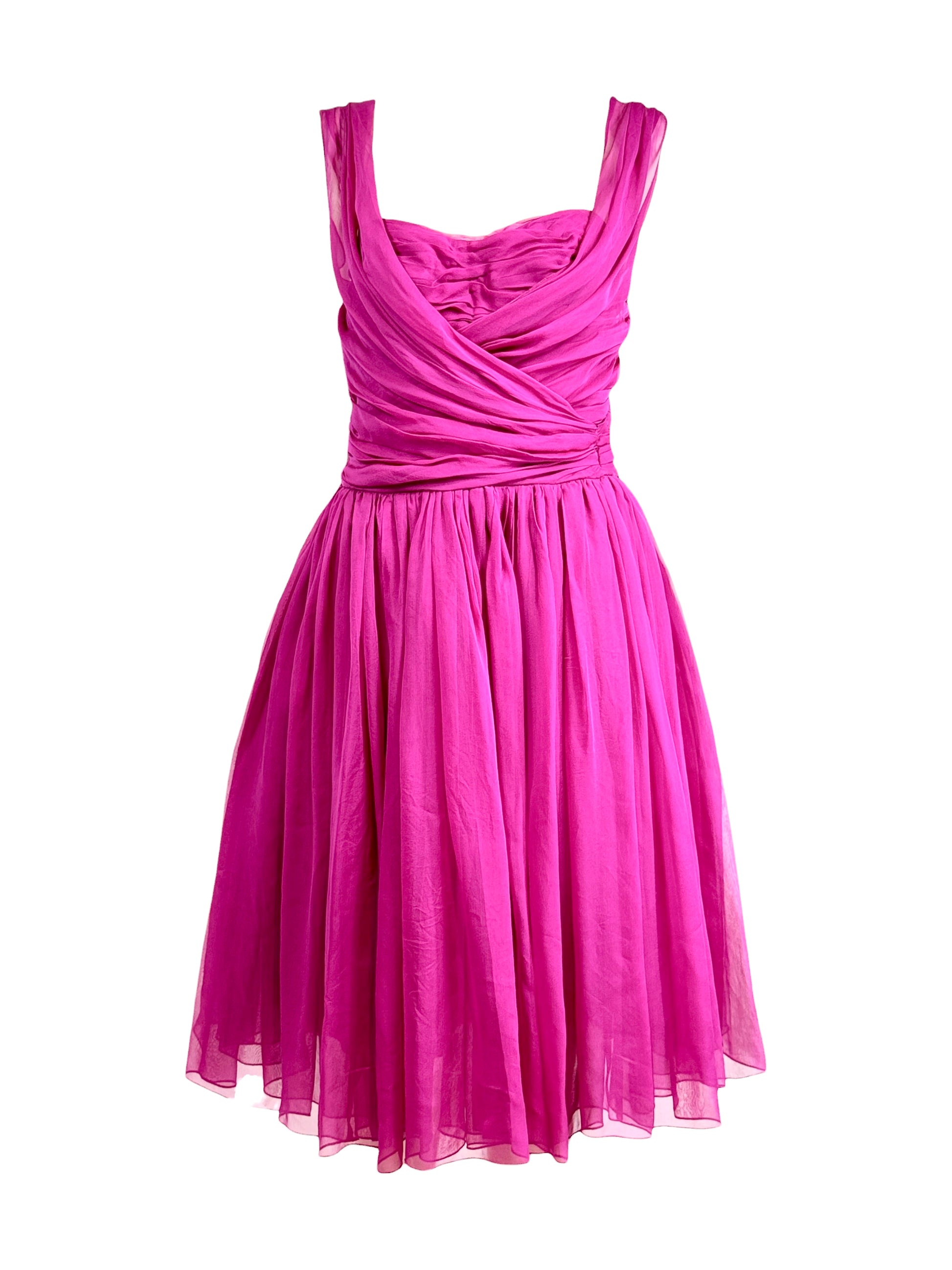 Dolce and Gabbana fuchsia silk crepe dress
