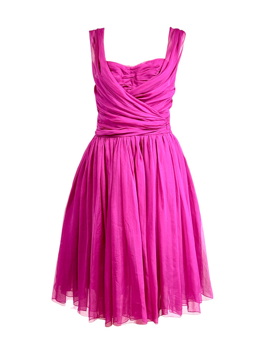 Dolce and Gabbana fuchsia silk crepe dress