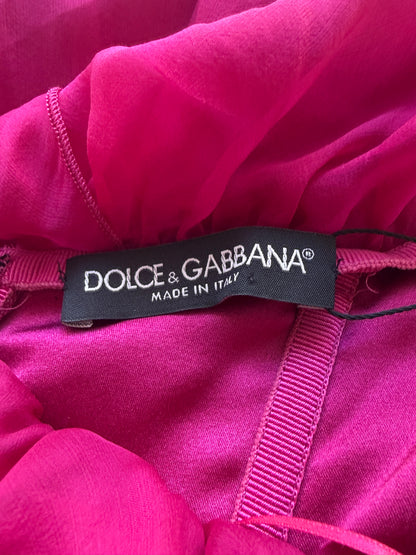 Dolce and Gabbana fuchsia silk crepe dress