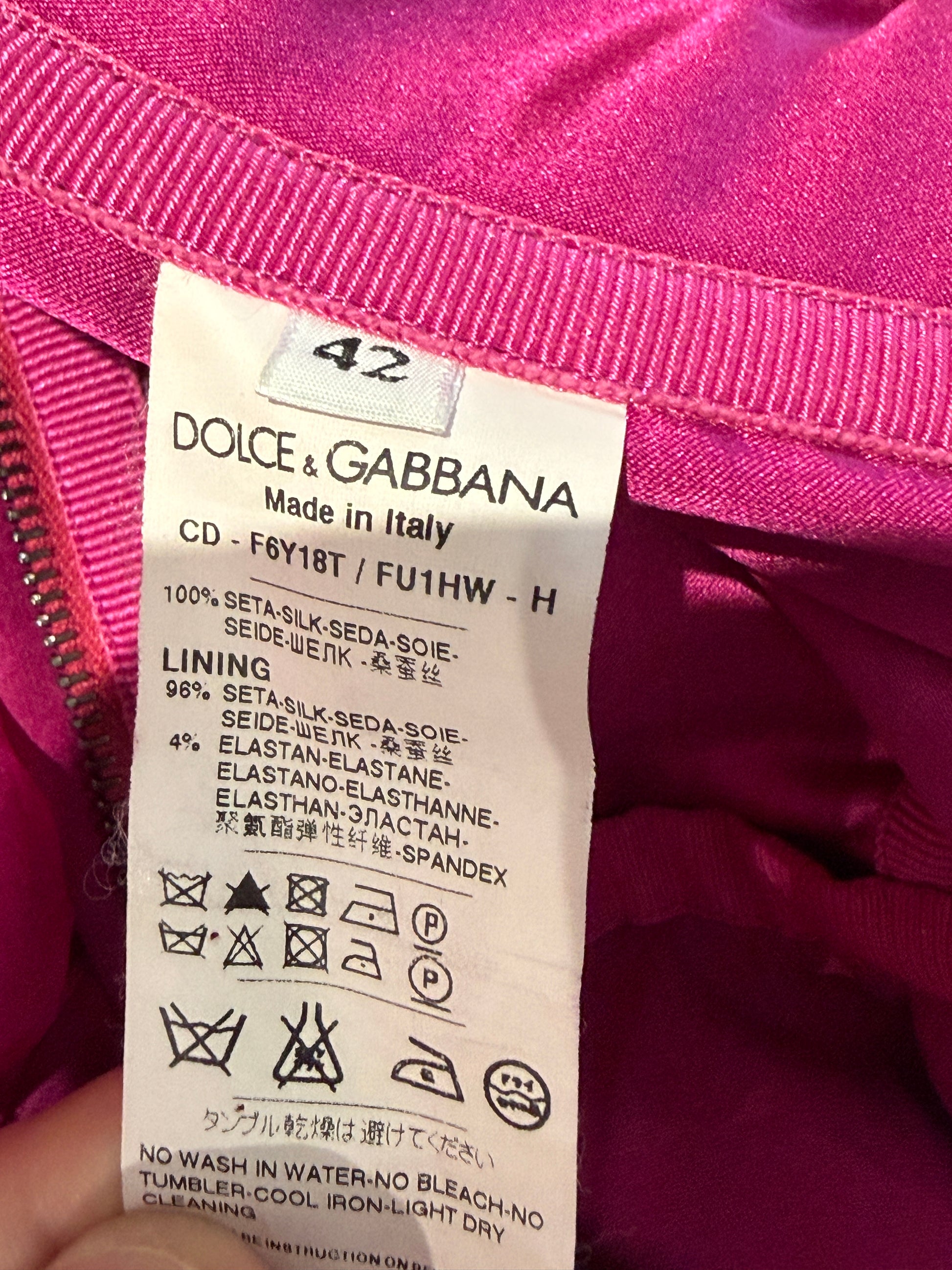 Dolce and Gabbana fuchsia silk crepe dress