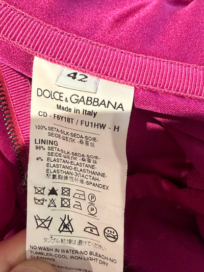Dolce and Gabbana fuchsia silk crepe dress