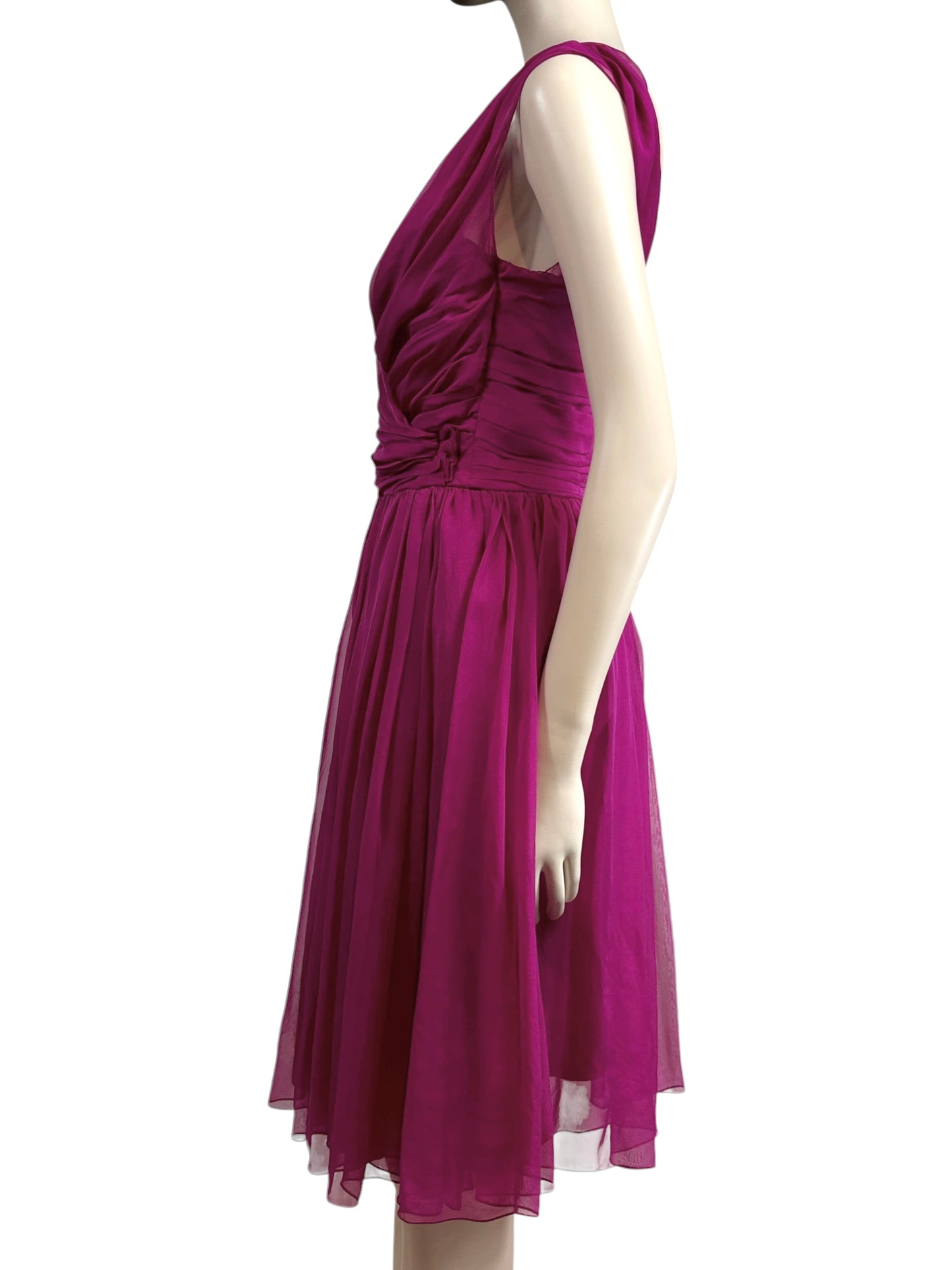 Dolce and Gabbana fuchsia silk crepe dress
