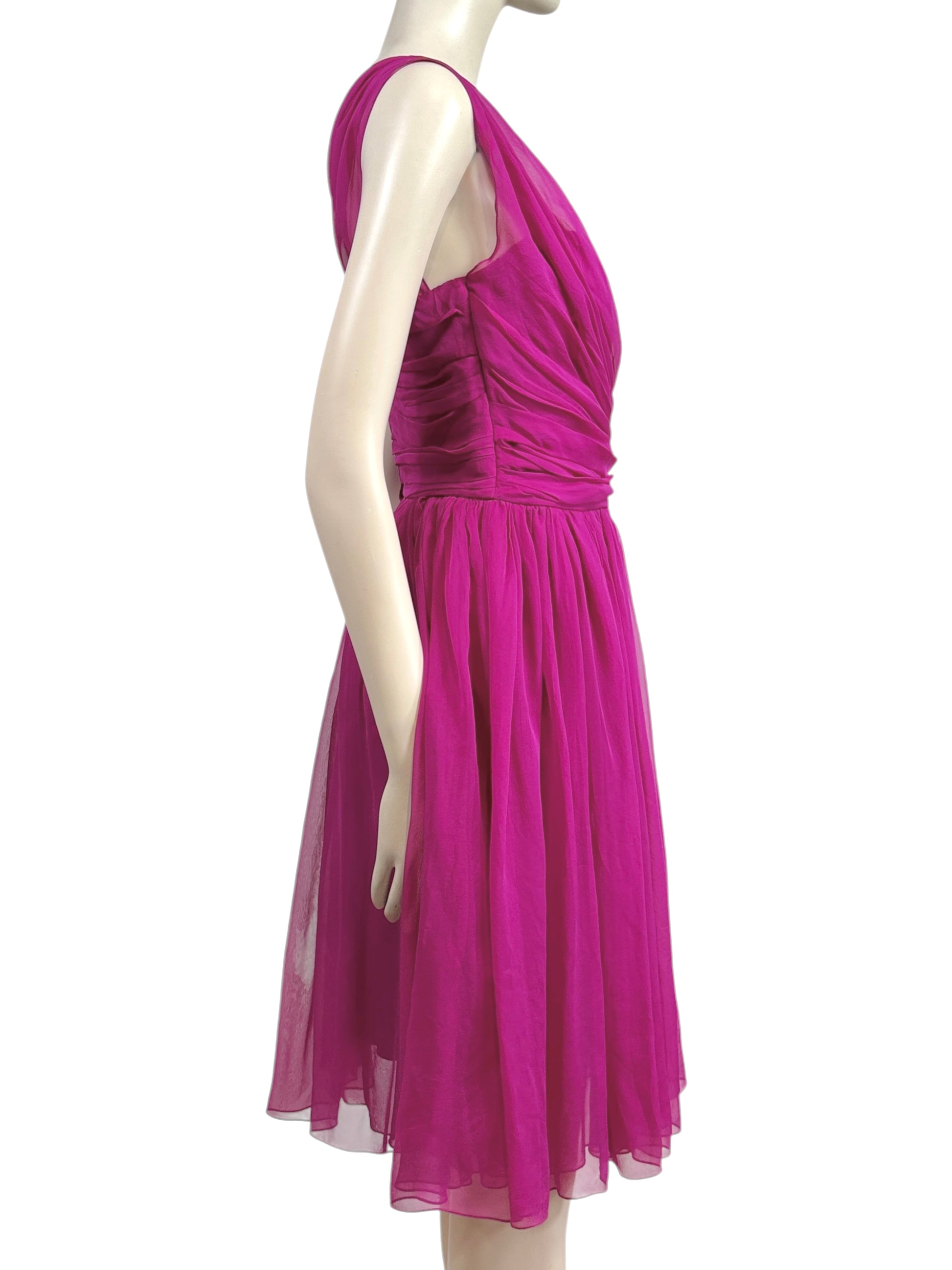 Dolce and Gabbana fuchsia silk crepe dress