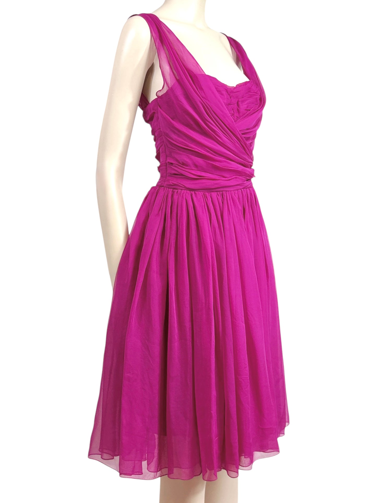 Dolce and Gabbana fuchsia silk crepe dress