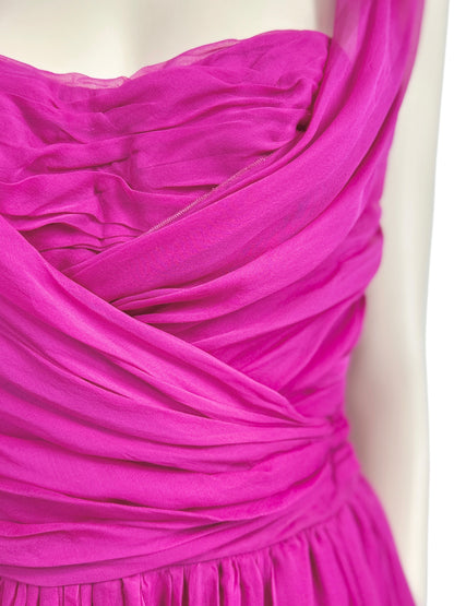 Dolce and Gabbana fuchsia silk crepe dress