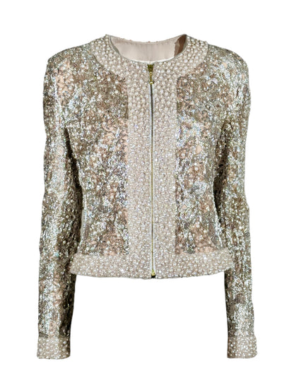 Elie Saab Pink beaded cropped jacket