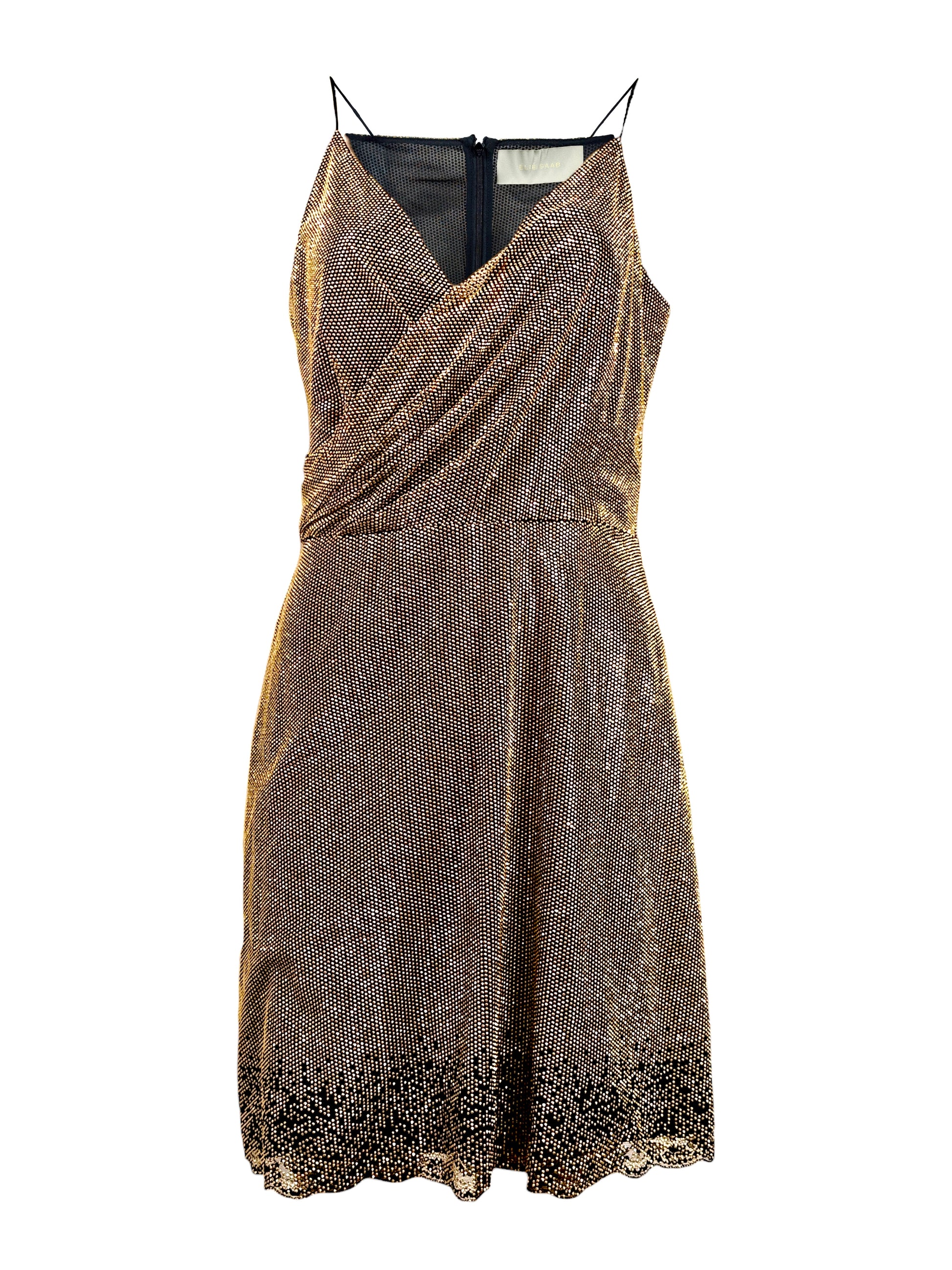 Elie Saab Prefall 2022 Black gold crystal dress