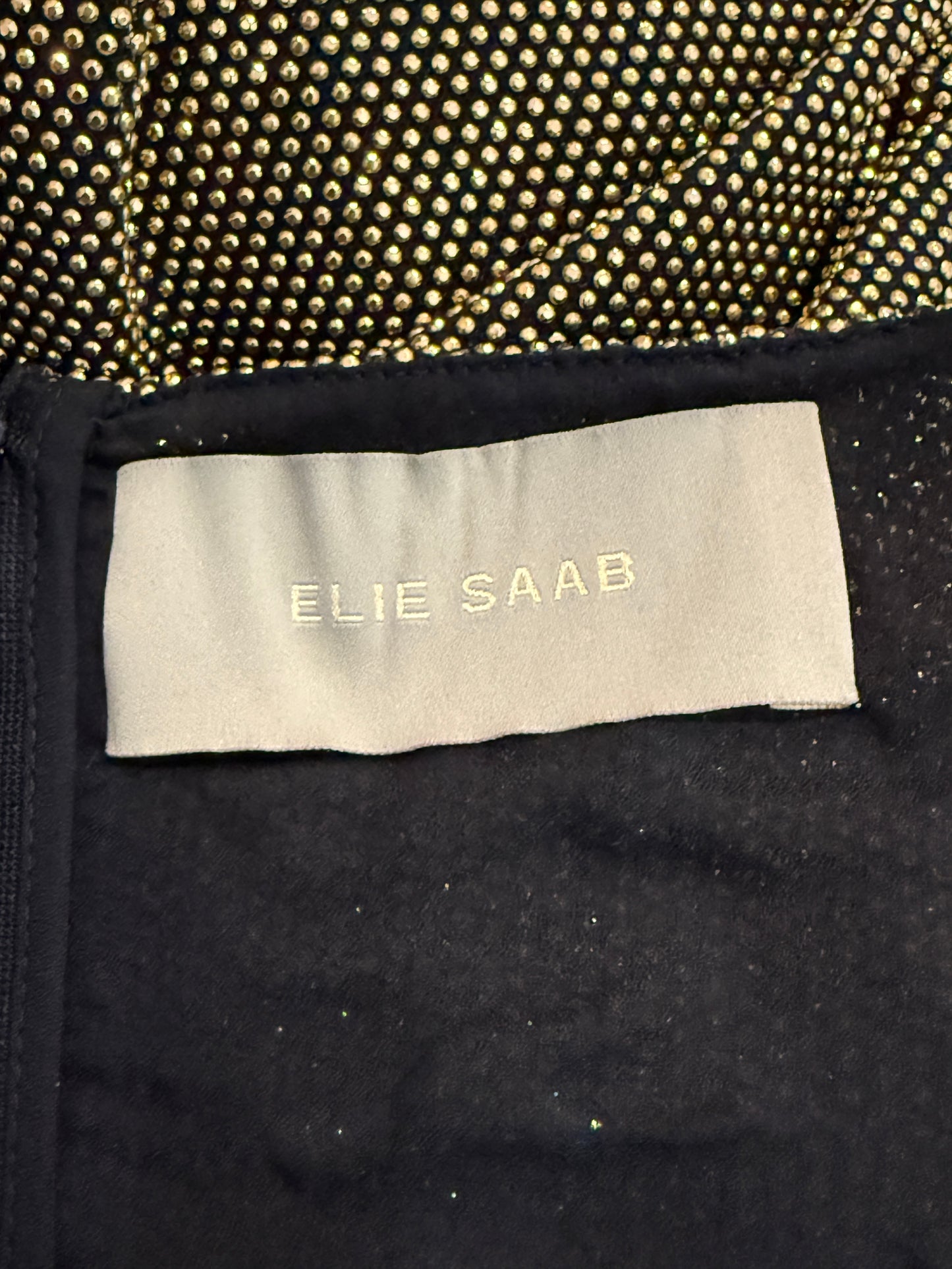 Elie Saab Prefall 2022 Black gold crystal dress