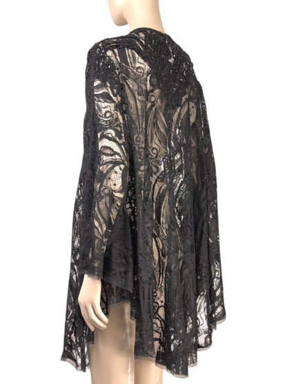Emilio Pucci - Black lace cape-style tunic embroidered with pearls and rhinestones 3