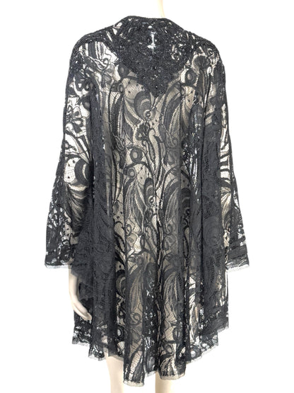 Emilio Pucci - Black lace cape-style tunic embroidered with pearls and rhinestones 4