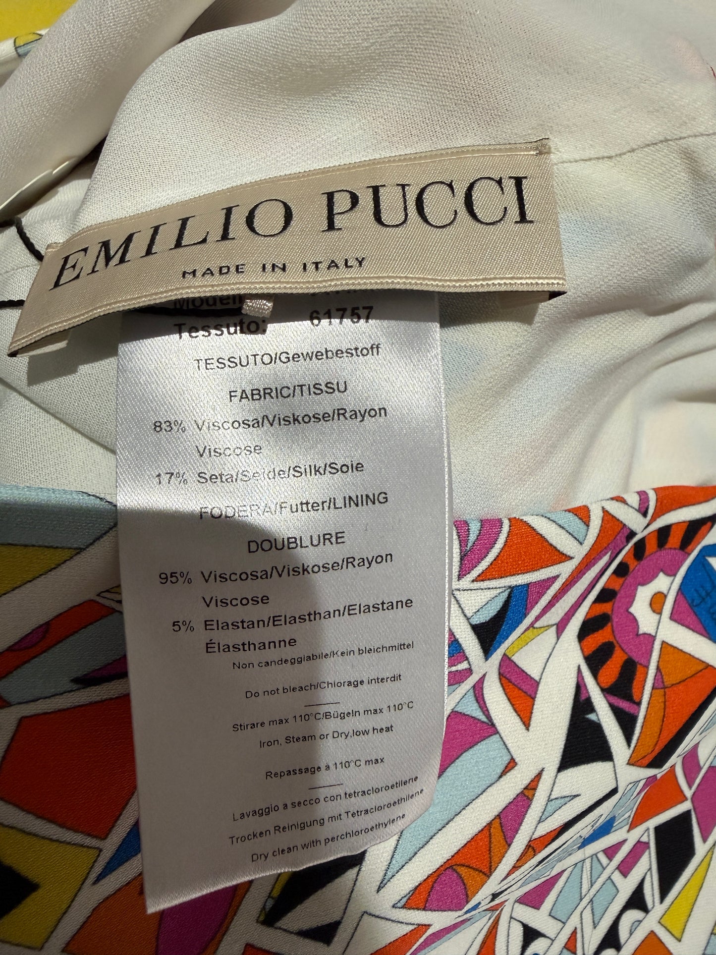 Emilio Pucci - Long dress in multicoloured viscose jersey, gold metal chain fastening