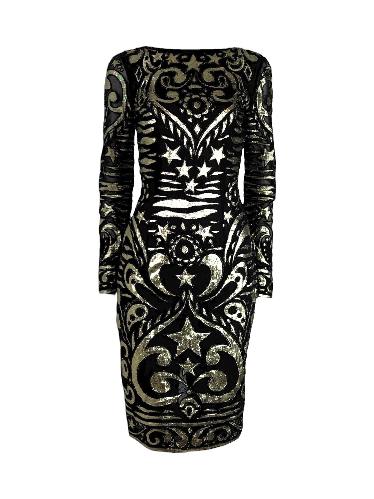 Emilio Pucci Peter Dundas Prefall 2012 Look 24 black gold chiffon dress