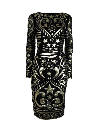 Emilio Pucci Peter Dundas Prefall 2012 Look 24 black gold chiffon dress
