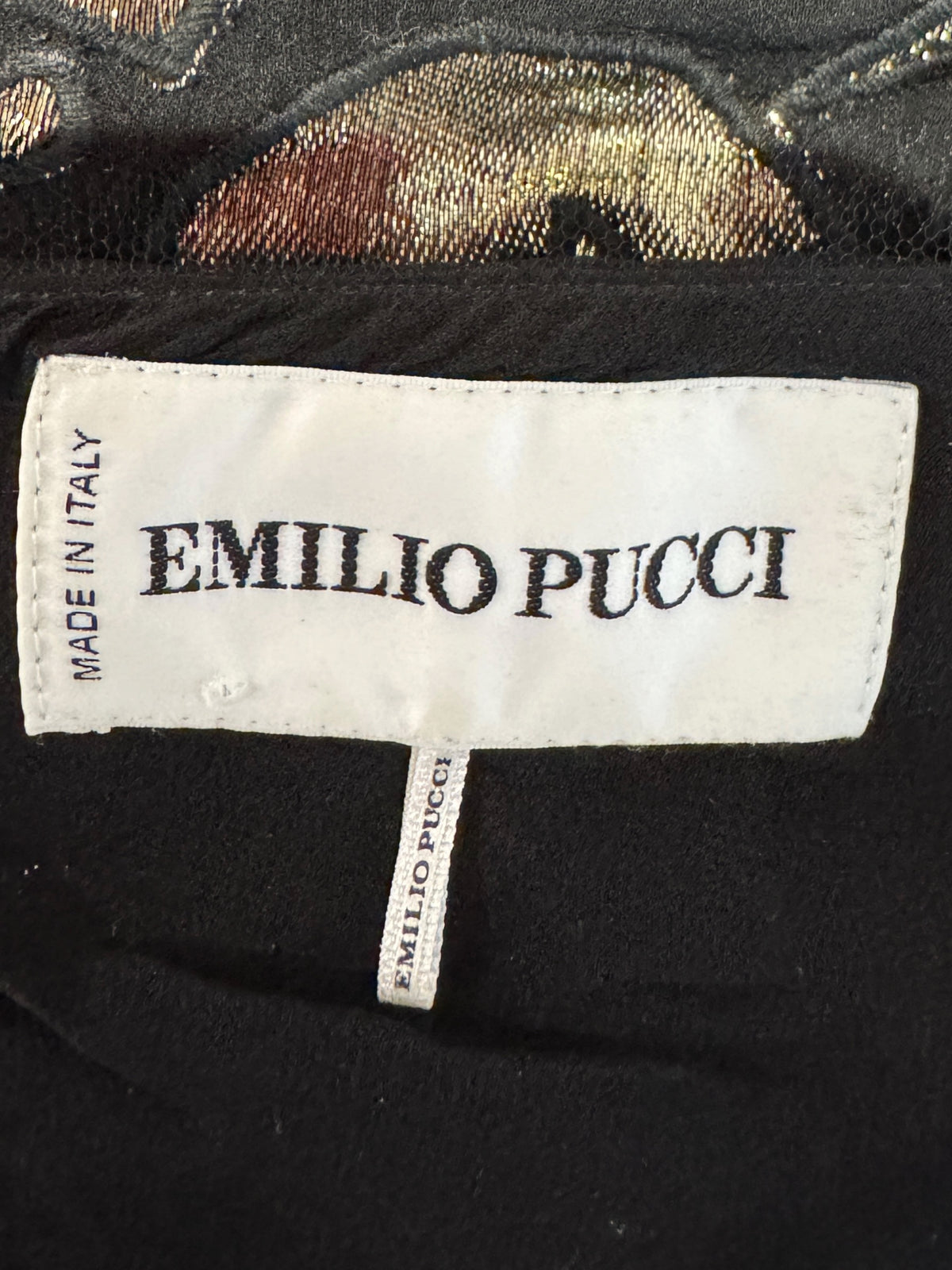 Emilio Pucci Peter Dundas Prefall 2012 Look 24 black gold chiffon dress