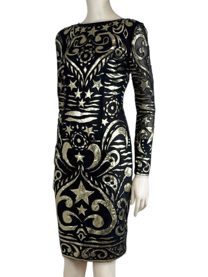 Emilio Pucci Peter Dundas Prefall 2012 Look 24 black gold chiffon dress