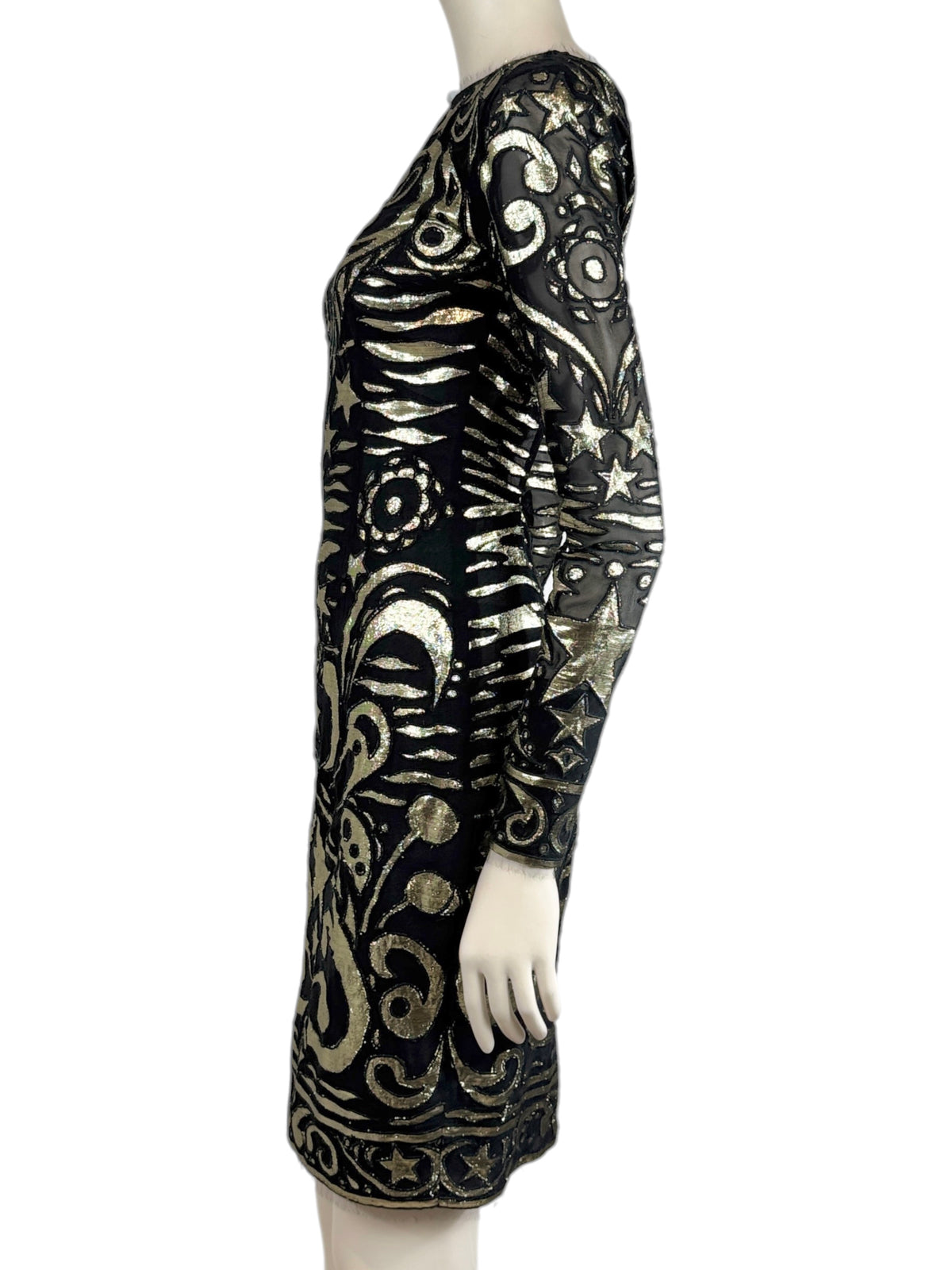 Emilio Pucci Peter Dundas Prefall 2012 Look 24 black gold chiffon dress