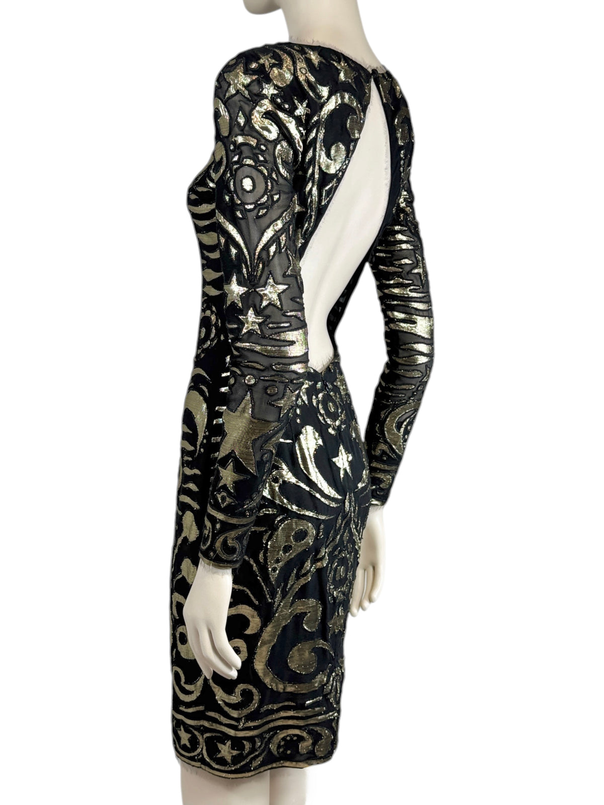 Emilio Pucci Peter Dundas Prefall 2012 Look 24 black gold chiffon dress