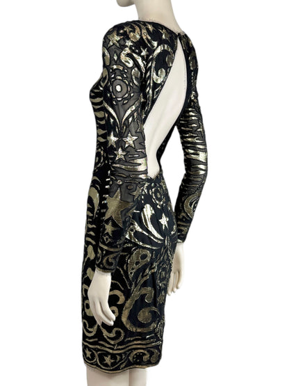 Emilio Pucci Peter Dundas Prefall 2012 Look 24 black gold chiffon dress