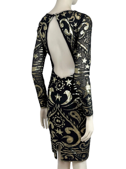 Emilio Pucci Peter Dundas Prefall 2012 Look 24 black gold chiffon dress