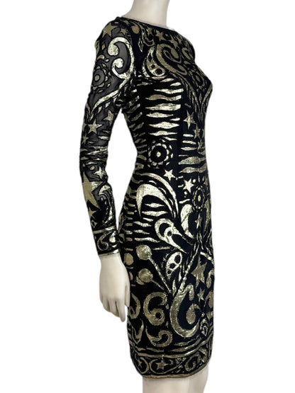 Emilio Pucci Peter Dundas Prefall 2012 Look 24 black gold chiffon dress