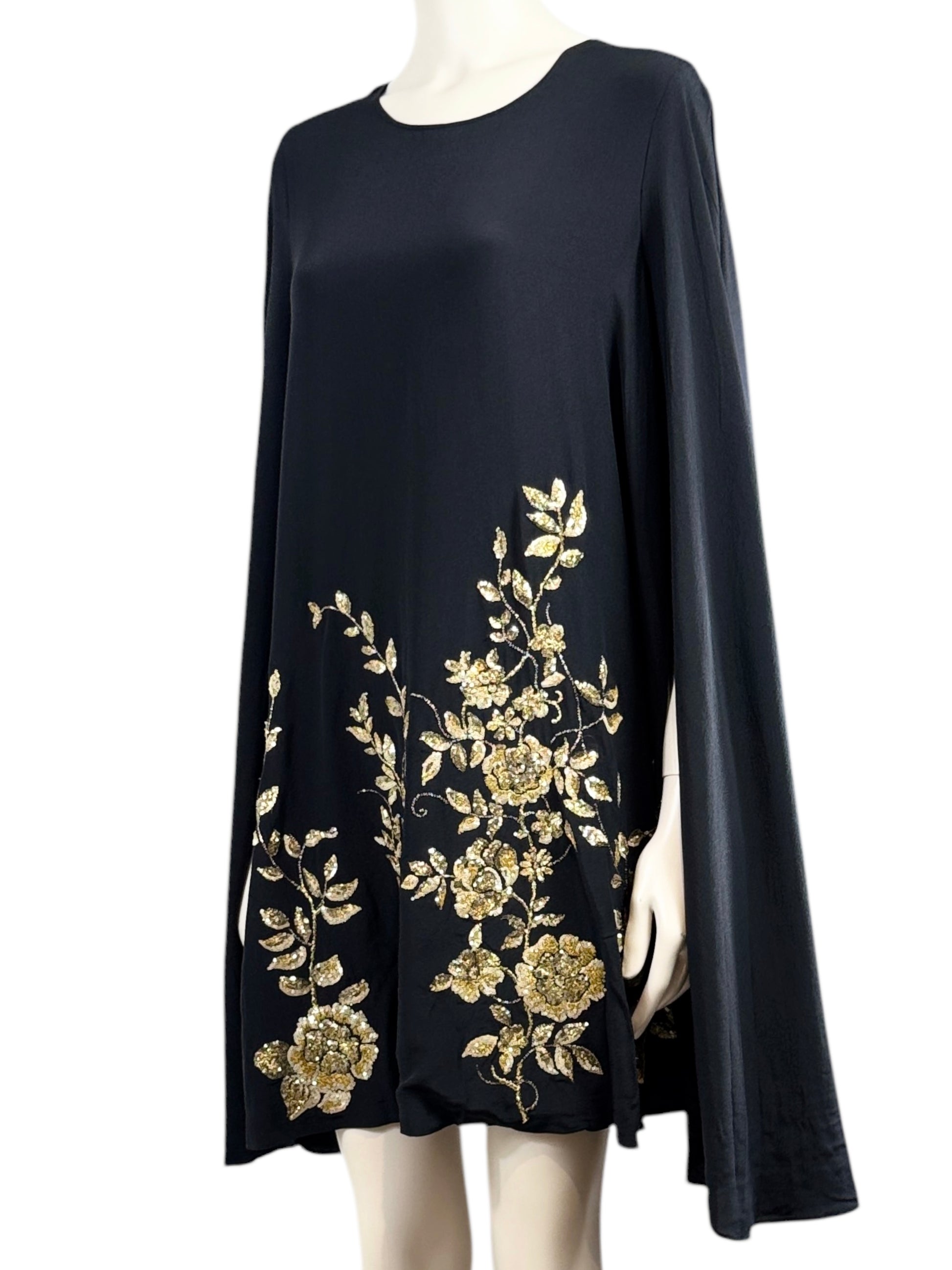Etro Spring 2019 Mini silk cape dress embroidered
