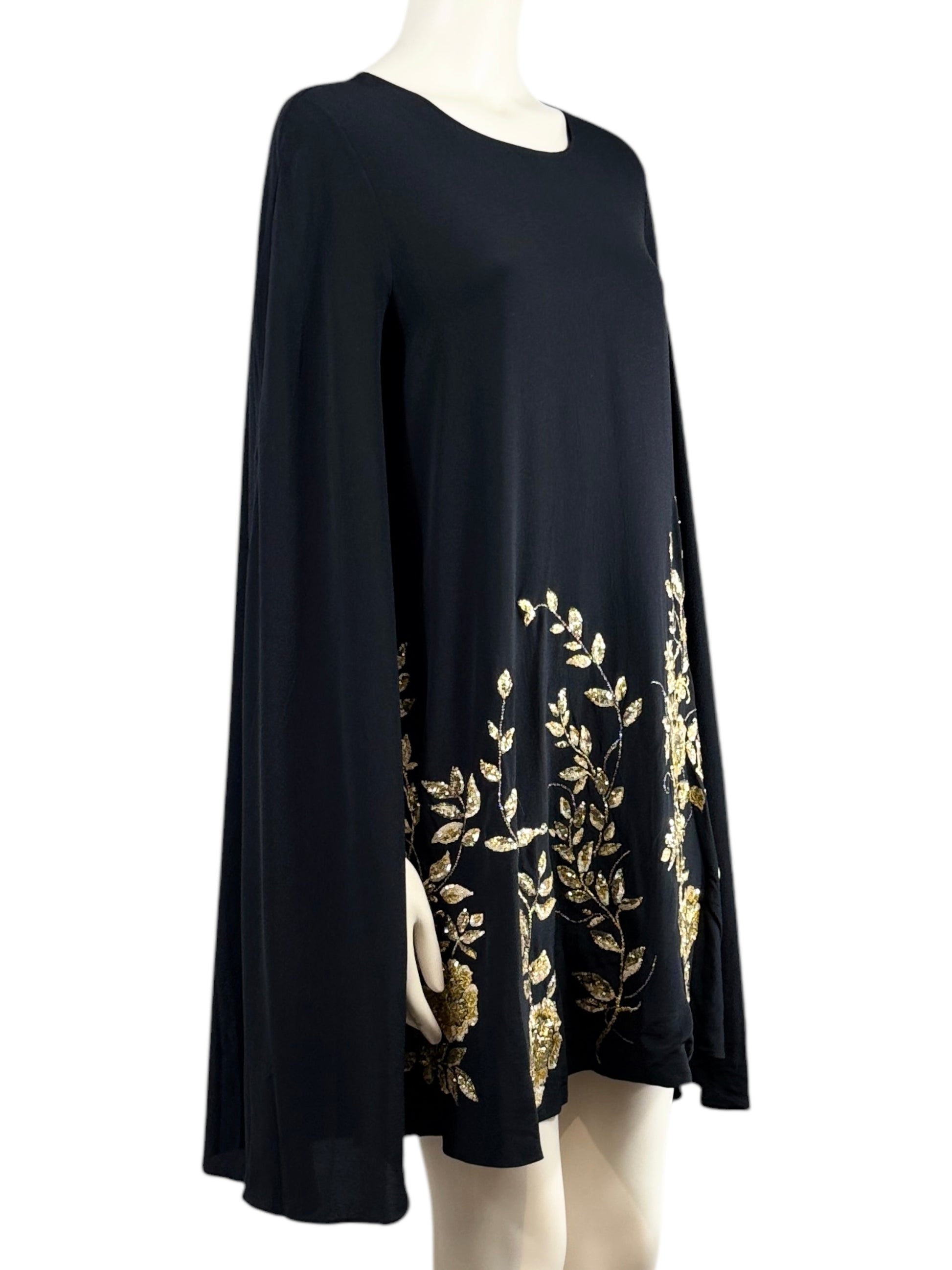 Etro Spring 2019 Mini silk cape dress embroidered